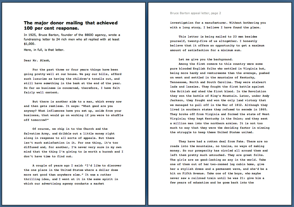 Bruce Barton Swipe File - Berea College Letter